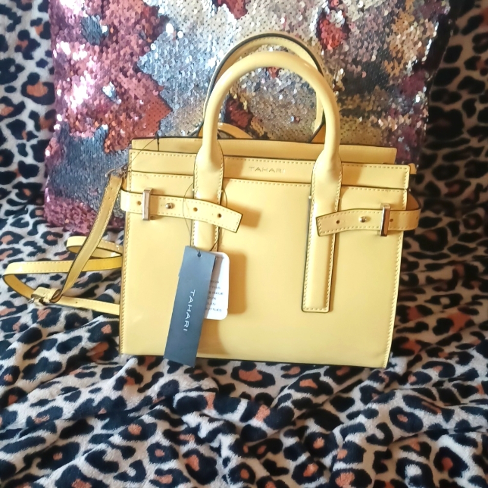 Tahari yellow crossbody bag.